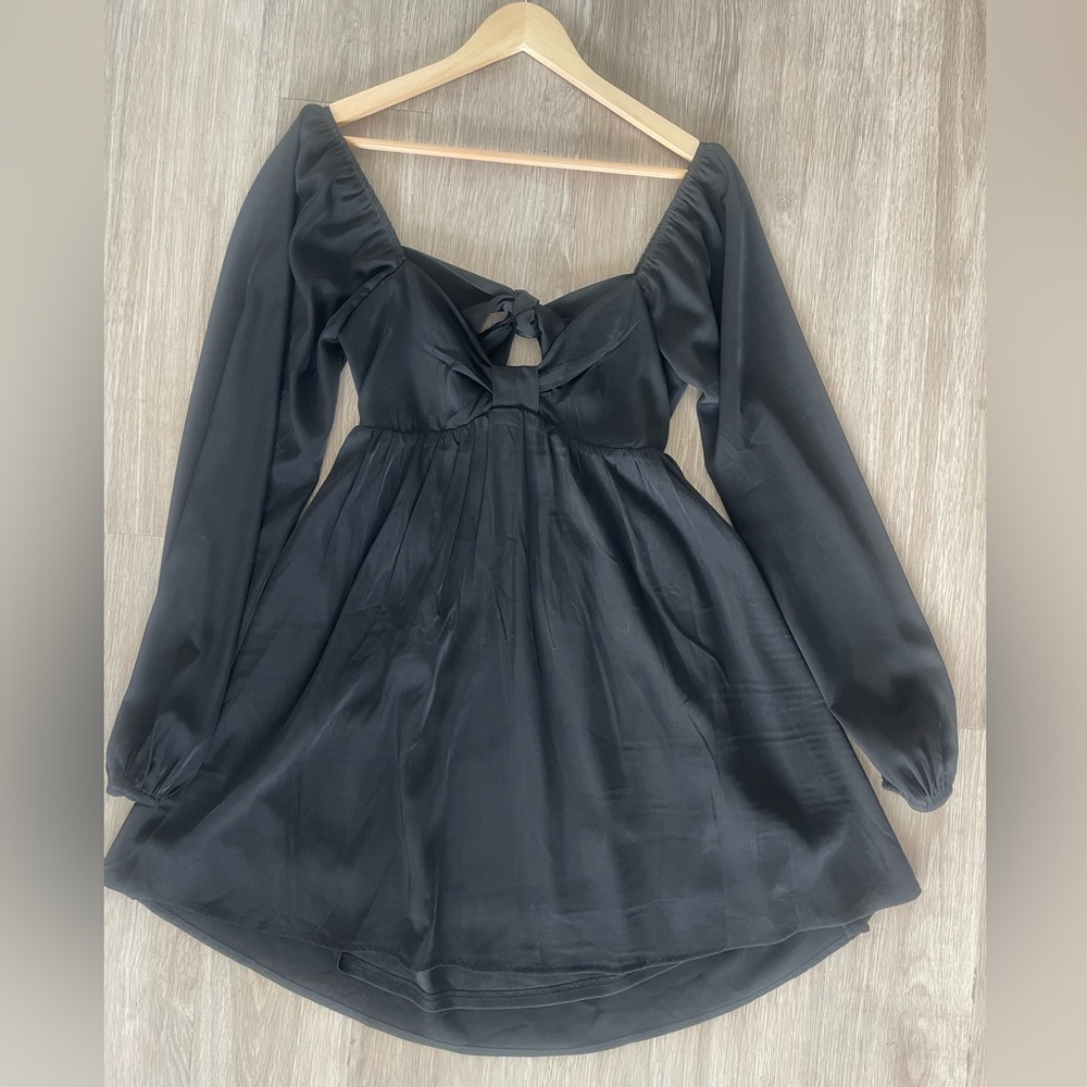 Altar'd State Jaida Bow Black Mini Dress